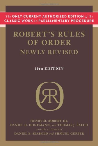 Robert's Rules of Order Newly Revised - 11th edition