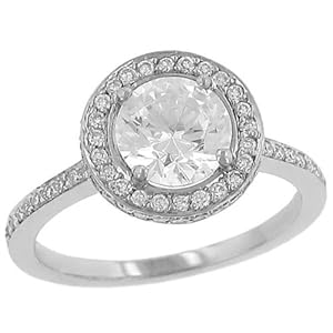 Round Pave Set Diamond Halo Style Ring 0.40cttw (cz ctr)