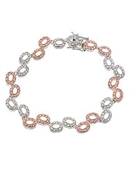 CleverSilvers CZ. And Rose Gold Plated Oval Link Bubble Sterling Silver Bracelet