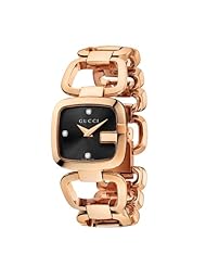 Gucci Womens YA125512 G-Gucci Black Sun Brushed Dial with Diamonds Watch