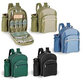 Sorrento Insulated Picnic Backpack w/ Wine Duffel & Deluxe Service For 4 (Hunter Green)