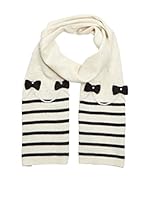 Alice Hannah Bufanda Lana Stripes Pearl Bow (Blanco / Negro)