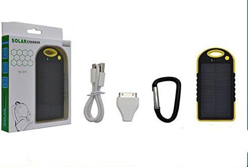Topvision Star Solar Panel Charger 5000mAh Rain/Dirt/Shockproof Dual USB Port Portable Charger Backup External Battery Power Pack for iPhone 5S 5C 5 4S 4, iPad,Samsung Galaxy -Yellow