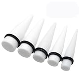 Fashion Ear Plugs - Powder White Taper Ear Plugs (5/8 Gauge) - Body Jewelry (2 pc)