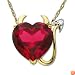 14k Yellow Gold Lab Created Ruby Heart Devil Pendant w/ Diamond Accent
