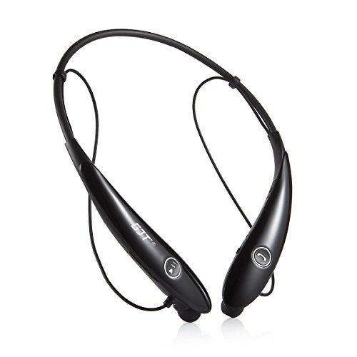 GJT Hv900 Wireless Bluetooth Stereo Headset Universal Vibration Neck Bluetooth Style Earphone Headphone for iPhone Android Cellphones Enabled Bluetooth Device (BLACK)