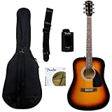 Fender FA-100 Limited Edition Dreadnought Acoustic Guitar Pack with Gig Bag, Tuner, Strings, Strap, and Picks - Sunburst