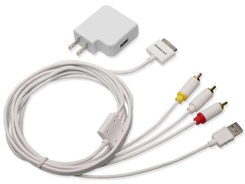 IOGEAR Composite AV Cable w/ Charge and Sync for iPhone / iPod 6 feet