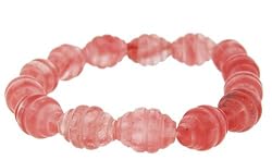 Carved Bead 10mm Stretch Bracelet - Cherry Quartz