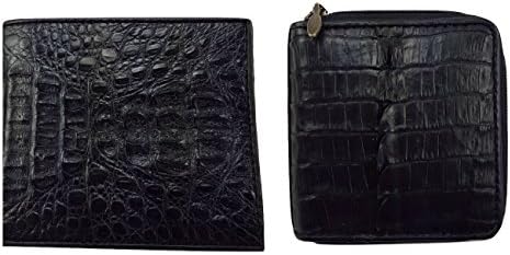Authentic Men's 100% Crocodile Leather Wallet + Coin Holder [Black] With Gift Box