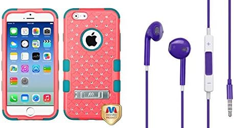 Combo pack MYBAT Natural Baby Red/Tropical Teal TUFF Hybrid Phone Protector Cover (with Diamonds)(with Package) for APPLE iPhone 6 (4.7-inch) And MYBAT Purple Stereo Handsfree (745) (with Package) for APPLE The new iPad APPLE iPhone 4S/4 APPLE iPad 2 APPLE iPod touch (4th generation) APPLE iPad APPLE iPod nano (6th generation) APPLE iPod shuffle (4th generation) APPLE iPhone 3GS/3G APPLE iPod touch (3rd generation) APPLE iPod nano (5th generation) APPLE iPhone 5S/5 APPLE iPod touch (5th generati