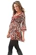 The Three-quarter Sleeve Border Twin Print Tunic Top