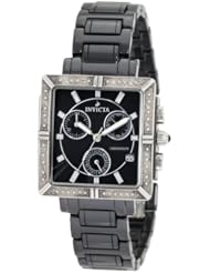 Invicta Womens 0720 Ceramic Chronograph Diamond Accented Black Ceramic Watch