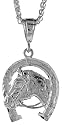 Sterling Silver 1 5/16" (34 mm) Diamond Cut Horse Pendant
