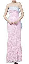 Strapless Cocktail Full Length Lace Evening Dress/Homecoming Dress/Party Dress/Wedding Dress  With a Ribbon 