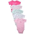 Luvable Friends Basic Colors Bodysuit, 5 Pack, Pink
