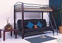Twin / Full Pine Wood & Metal Convertible Futon Bunk Bed (Bunkbed)