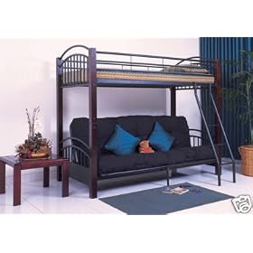 Twin / Full Pine Wood & Metal Convertible Futon Bunk Bed B7626
