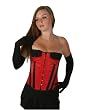 Shaper Corset Red Black Strip Satin Boned Overbust Tight Lacing Lace Up Corset With Delicate Lace Trim SC80052