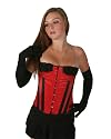 Victorian Authentic Red Black Strip Satin Boned Overbust Tight Lacing Lace Up Corset With Delicate Lace Trim LVG9035