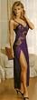 SeXy Nightgown Lace Long Night Gown with High Cut Leg Plum