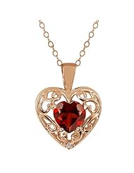 0.91 Ct Heart Shape Red Garnet Sapphire Gold Plated Sterling Silver Pendant