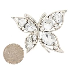 Sparkling Clear Crystal Butterfly Brooch Pin