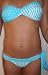 Strapless Brazilian Bikini with Blue Stripes and Polka Dot