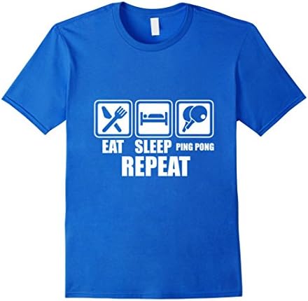 Men's Eat Sleep Ping Pong Repeat T-Shirt Funny Table Tennis Tee Medium Royal Blue