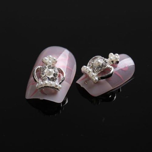 Nail Hall 10pcs 3D Rhinestones/Artificial Pearl Crown Nail Art Glitters DIY Decorations