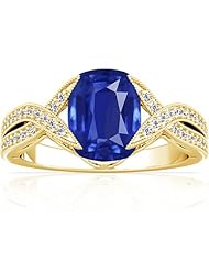 14K Yellow Gold Cushion Cut Blue Sapphire Ring With Sidestones