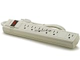 6 Outlet Power Strip Extension Chord, 90 Joules Surge Protector 3 Feet Chord
