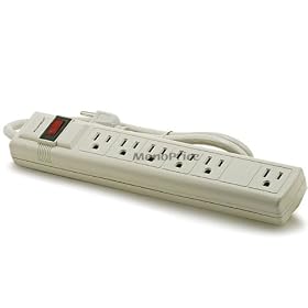 6 Outlet Power Strip Extension Chord, 90 Joules Surge Protector 3 Feet Chord