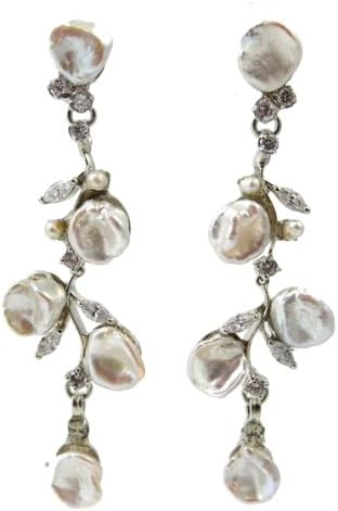 SimanTu Keishi Pearl and CZ earrings