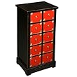 Handmade Asian Furniture - 42" Chinese Contemporary 10-Drawer Red & Black Storage Cabinet / Dresser