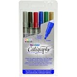 Uchida 125-6A Marvy Chisel Point Pen Tip Calligraphy Paint Marker Set