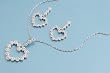 Heart-Shaped Earrings and Necklace Set with Clear CZ - Sterling Silver