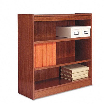 Traditional Square Corner Veneer Bookcase, Three Shelf, 36 High, Medium Oak (ALE13663) Category: Wood Hutches and Stack On Storage