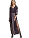 ROMWE Women's Summer Casual Half Sleeve Vintage Print Split Maxi Dress