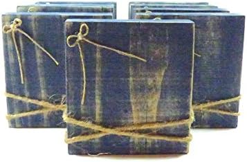 Set of 9 Navy Blue Rustic Country Farmhouse Distressed Embellished Shabby Chic Picture Photo Film Small Mini Wood Wooden Fujifilm Instax Mini Polaroid Block Frames