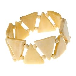 Triangle Design Ivory Bone Bangle Stretch Bracelet