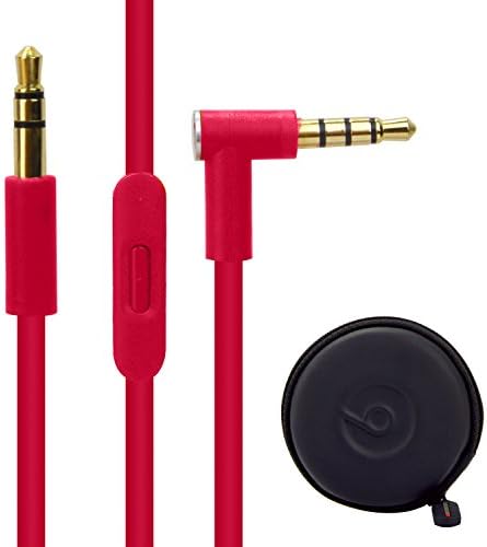 Bluelark New Version Replacement Beats Audio Cable3.5mm Cord Wire with Mic and Control + In-Ear Earphone Case for Beats by Dr Dre Headphones Solo/Studio/Pro/Detox/Wireless/Mixr/Executive/Pill (Pink)