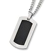 Titanium and Black Carbon Fiber Dog Tag on 24 Inch Steel Curb Chain