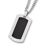 Chisel Titanium and Black Carbon Fiber Dog Tag on 24 Inch Steel Curb Chain