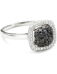 KC Designs "Tres Chic" Black and White Diamond 14k White Gold Ring