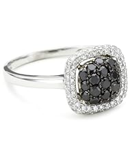 KC Designs "Tres Chic" Black and White Diamond 14k White Gold Ring