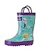 OAKI Kids Rubber Rain Boots Easy-On Handles, Mermaids, 13T US Toddler