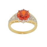 Classic Understated Hand Set Solitaire Fashion Ring in Vivid Orange Cubic Zirconia