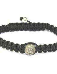 925 Sterling Silver Diamond Macrame Bead Bracelet Handmade Jewelry