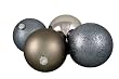 4ct Gunmetal Gray Shatterproof 4-Finish Christmas Ball Ornaments 6" (150mm)